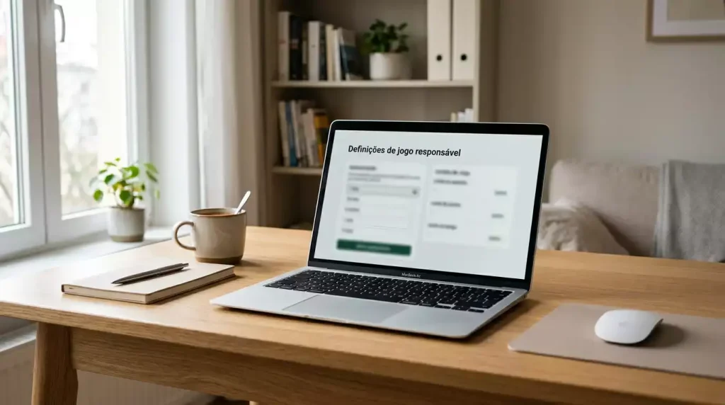 Interface de configurações de jogo responsável numa casa de apostas