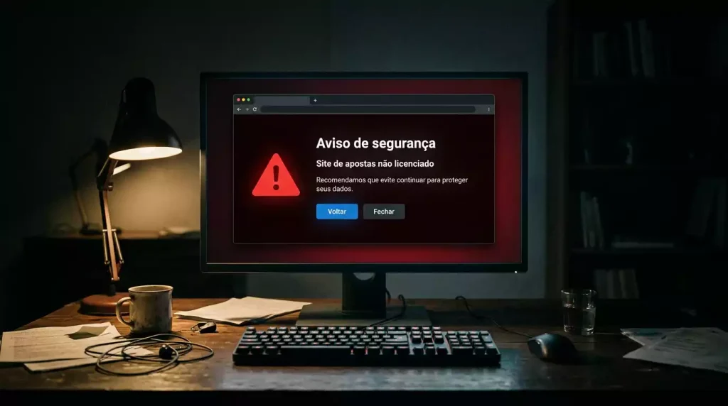 Símbolo de alerta sobre sites de apostas ilegais